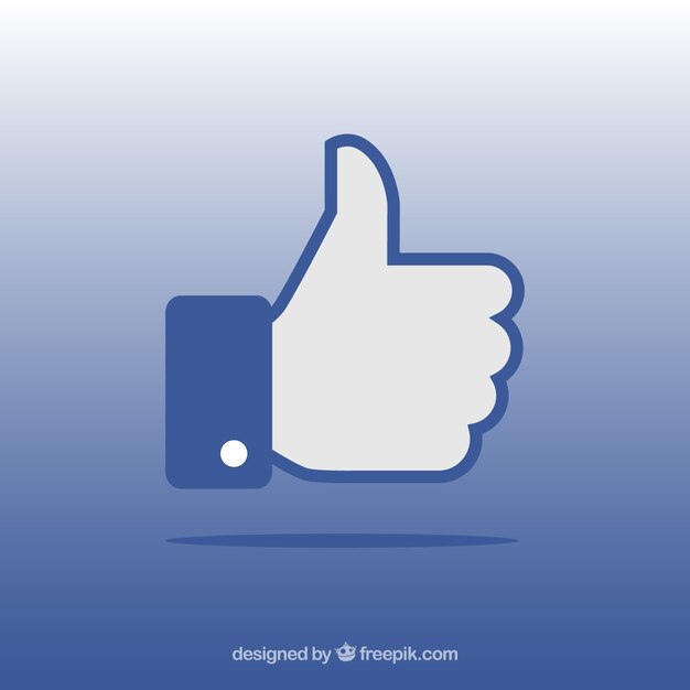 Facebook pulgar hacia arriba como fondo en estilo plano