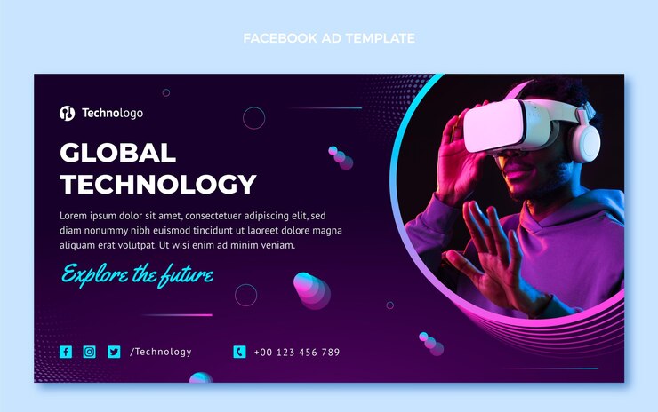 Vector gratuito facebook de tecnología de semitono degradado