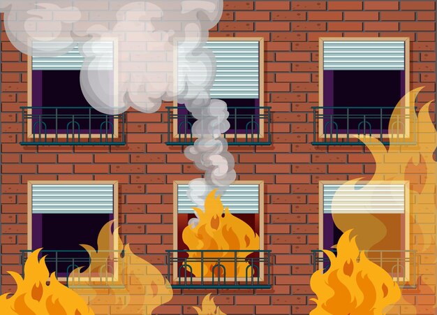 Fachada de apartamento de ventana con accidente de fuego
