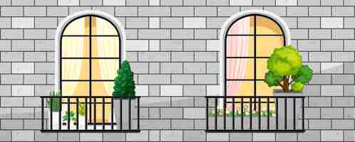 Vector gratuito fachada de balcón de edificio de apartamentos