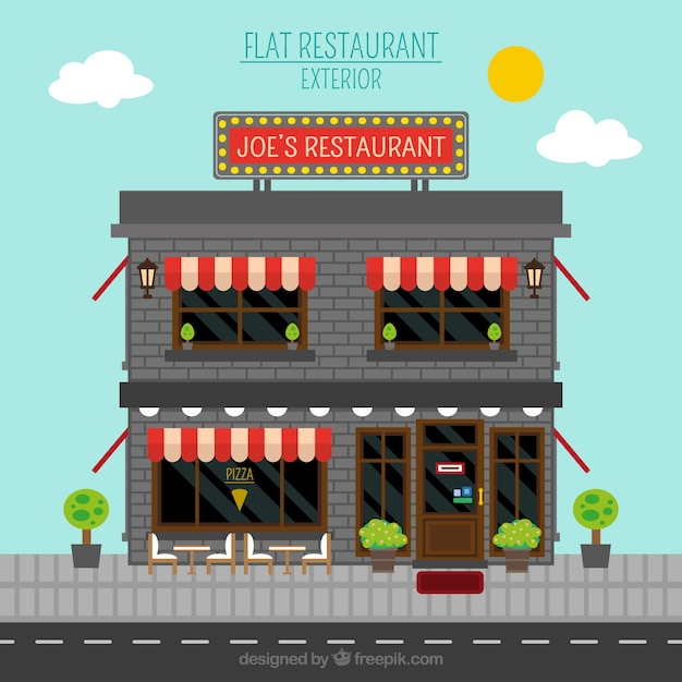 Vector gratuito fachada de restaurante es estilo plano