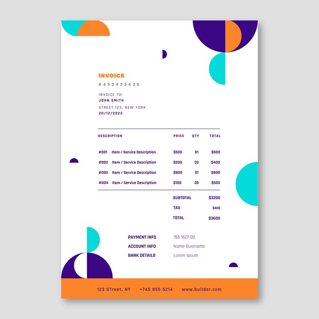 Factura de optometrista de diseño plano