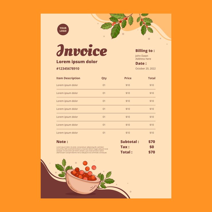 Vector gratuito factura de plantación de café dibujada a mano