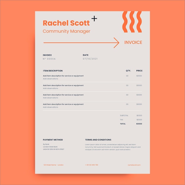 Vector gratuito factura de publicidad de community manager simple moderno