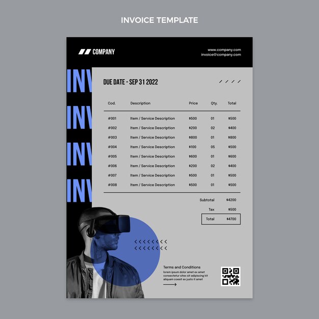 Factura de tecnología mínima de diseño plano.