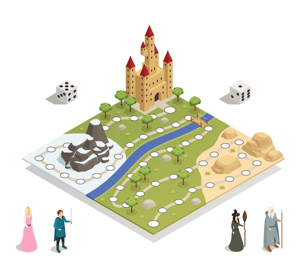 Vector gratuito fairy tale gameboard isométrica