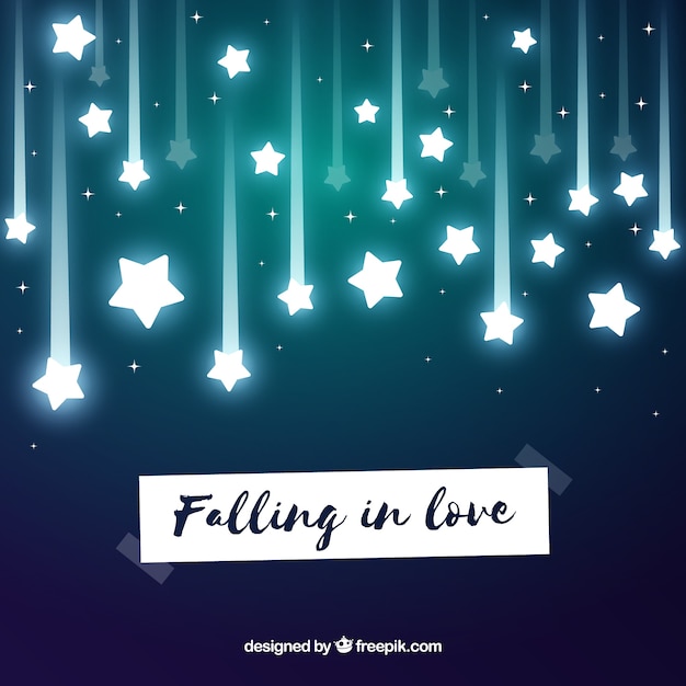 Vector gratuito falling in love fondo con estrellas