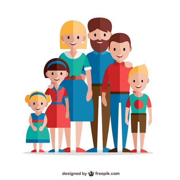 Vector gratuito familia adorable en diseño plano