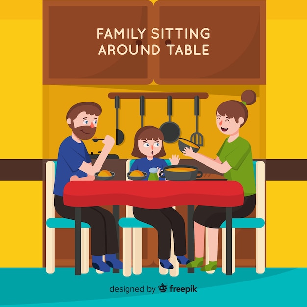 Familia alrededor de la mesa