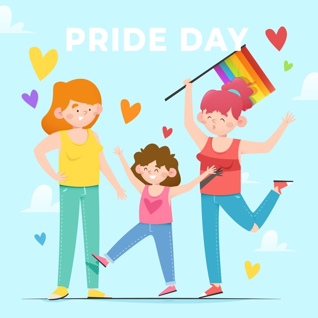 Familia celebrando la colección del día del orgullo