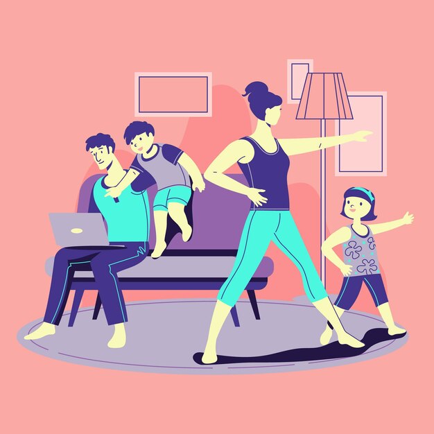 Familia disfrutando un rato juntos en casa