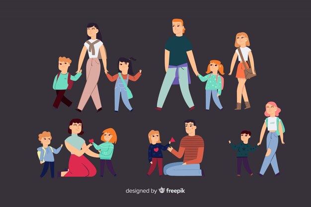 Familia haciendo acciones