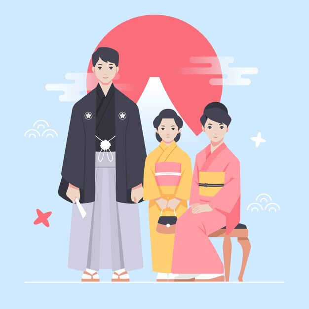 Familia japonesa posando