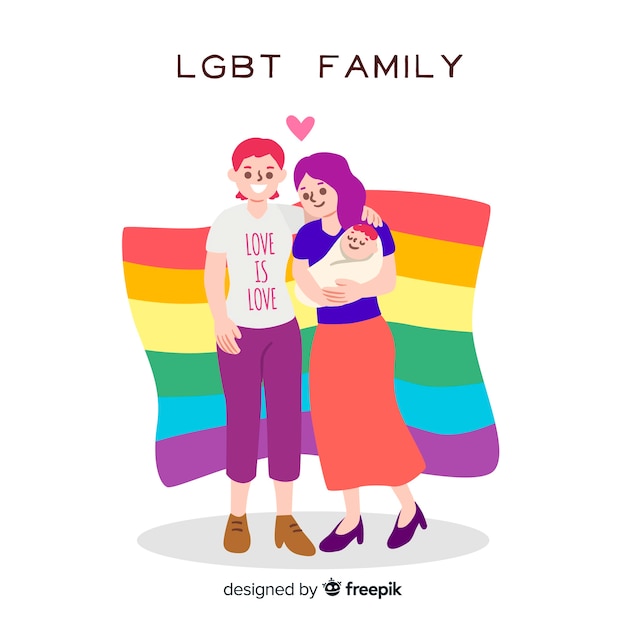 Vector gratuito familia lgbt del día del orgullo