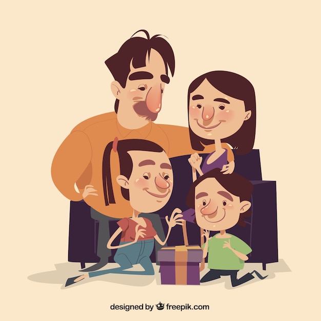 Familia de navidad flat