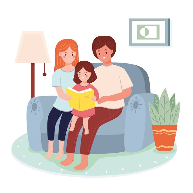 Familia y niño disfrutando el tiempo juntos