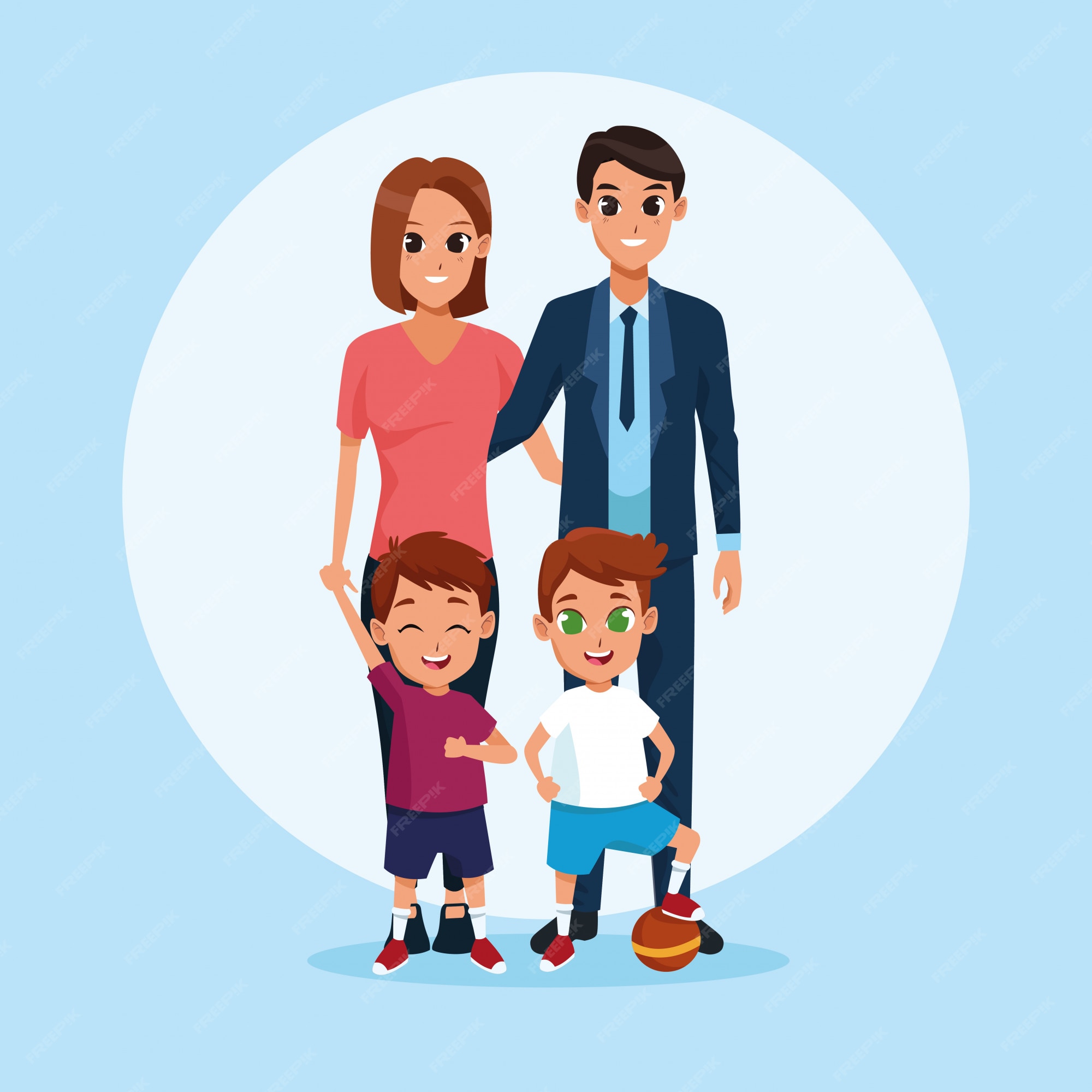 Familia padres y niños dibujos animados | Vector Gratis