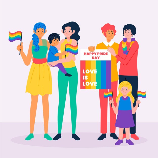 Familia y pareja en el día del orgullo
