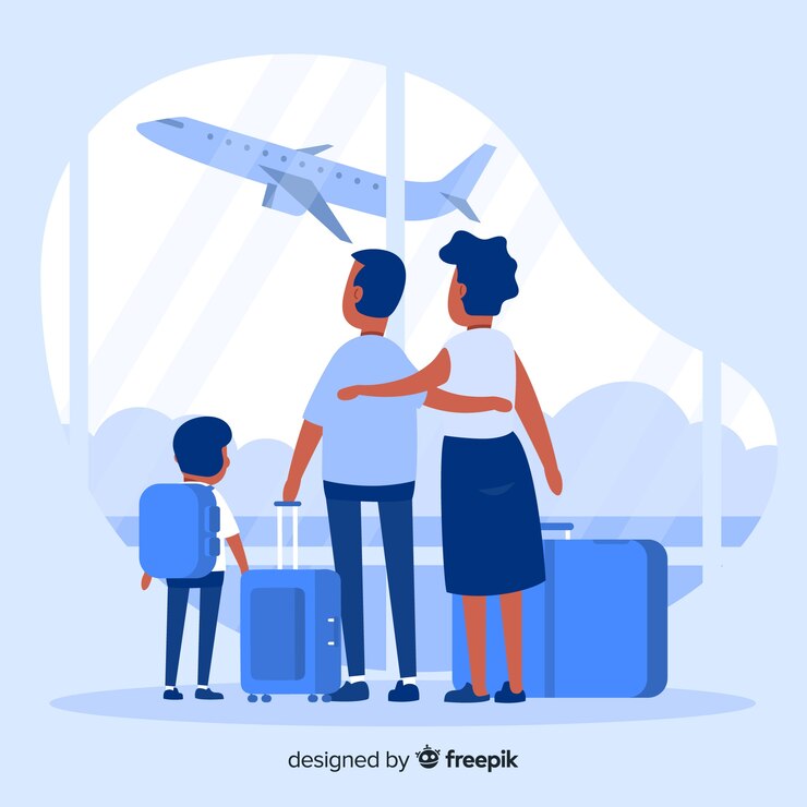 Vector gratuito familia plana viajando