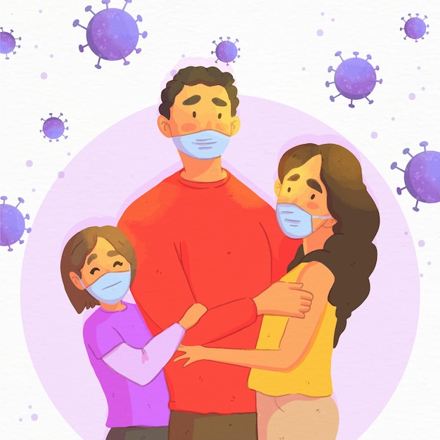 Vector gratuito familia protegida de infección por virus