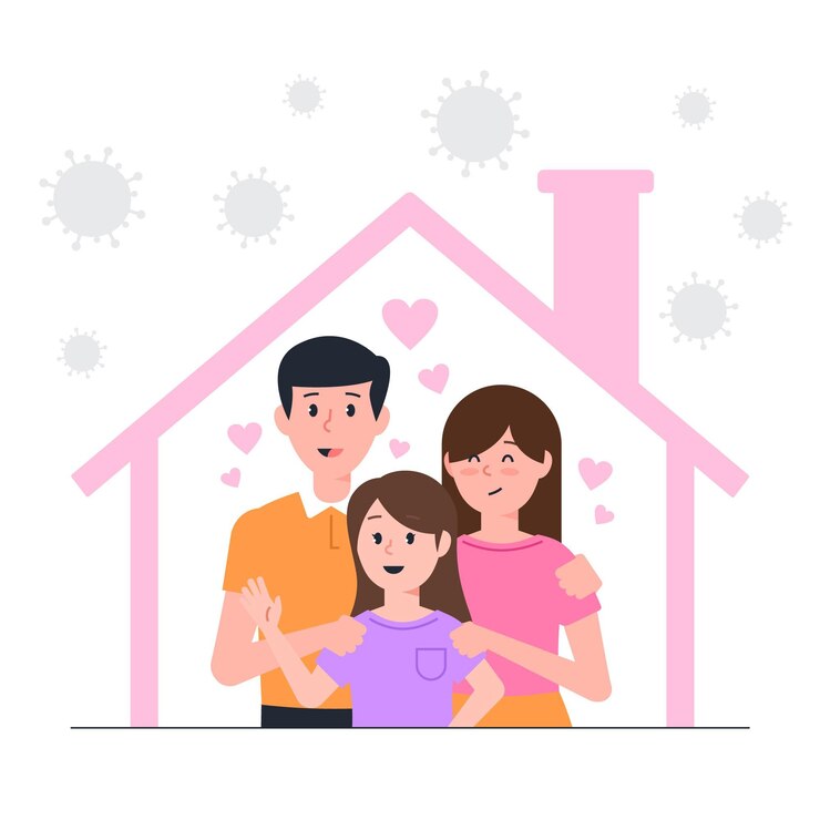 Vector gratuito familia protegida del virus