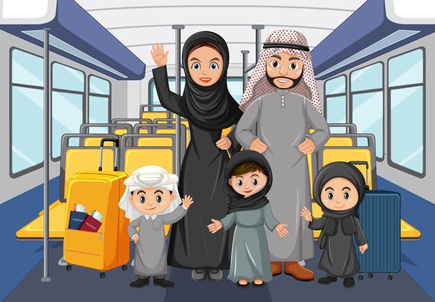 Familia viajando en autobús