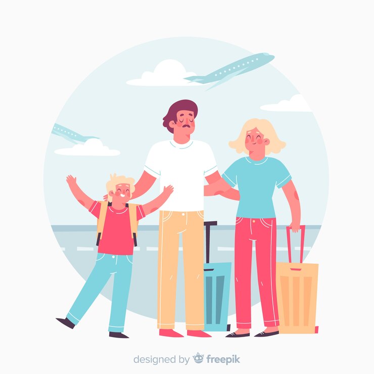 Vector gratuito familia yendo de viaje