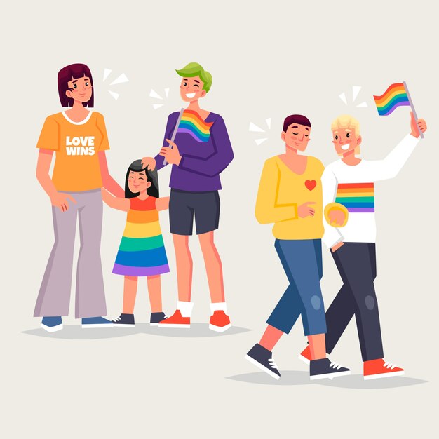 Familias celebrando el día del orgullo