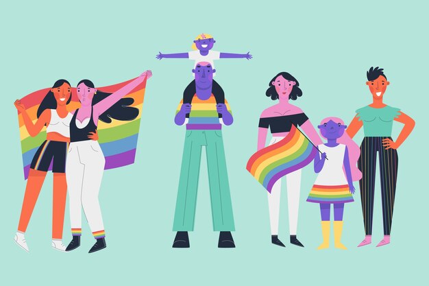 Familias celebrando el evento del día del orgullo