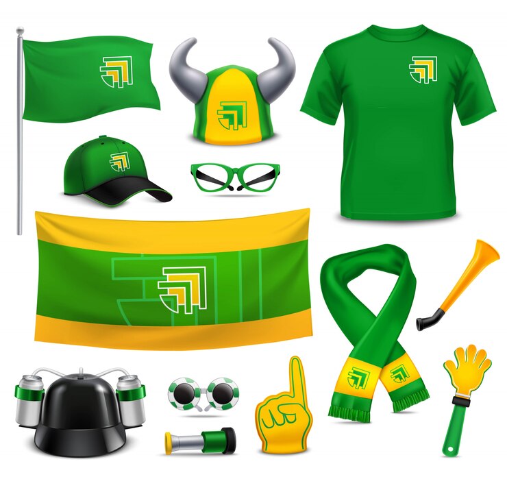 Vector gratuito fanáticos del deporte partidarios accesorios de maquetas realistas