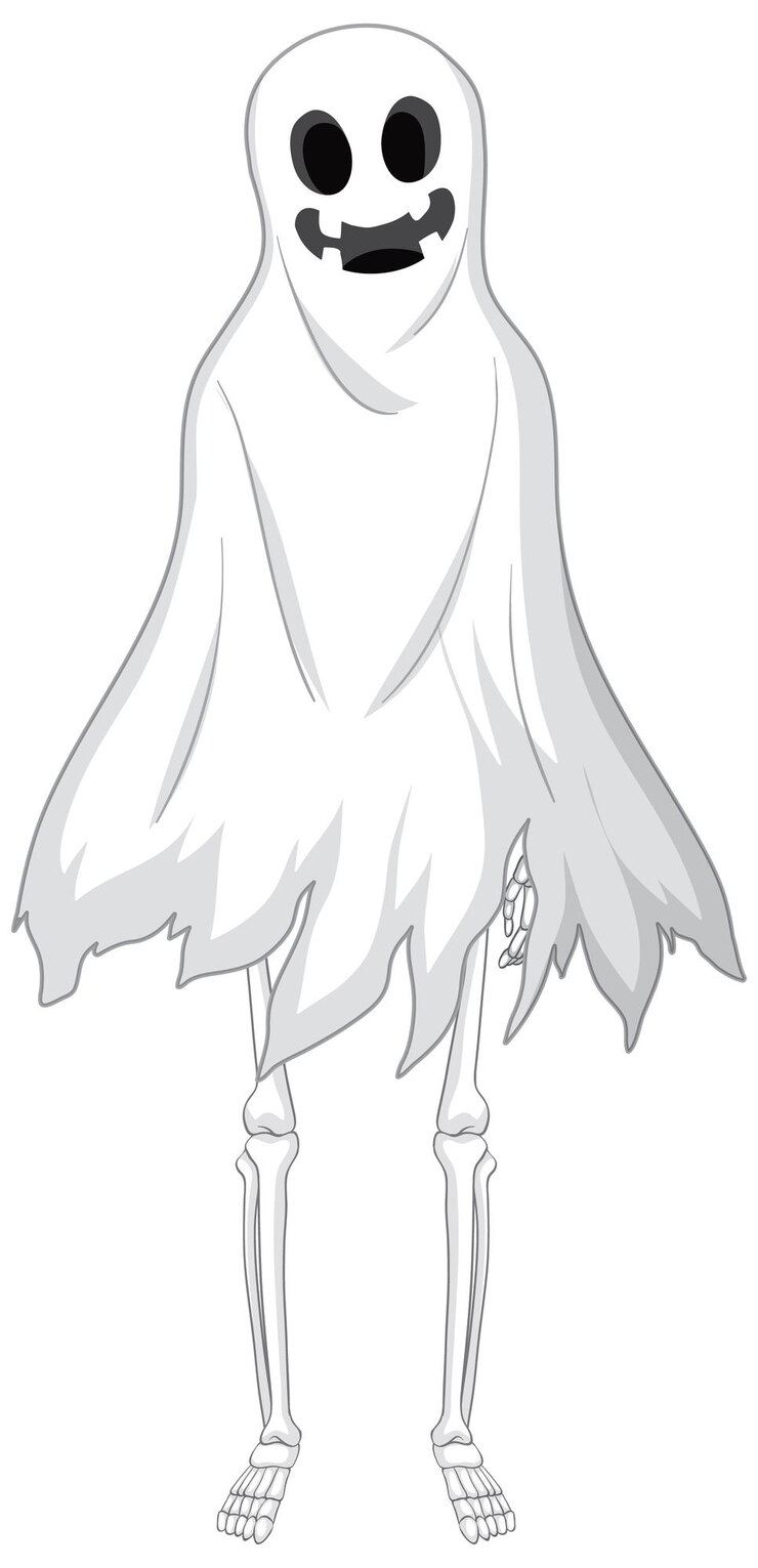 Vector gratuito fantasma aterrador blanco aislado