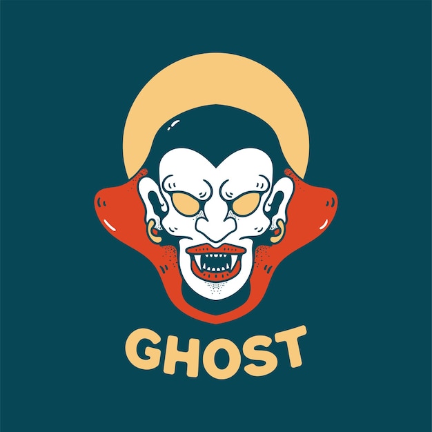 Vector gratuito fantasma de halloween ilustración estilo retro para diseño de camiseta