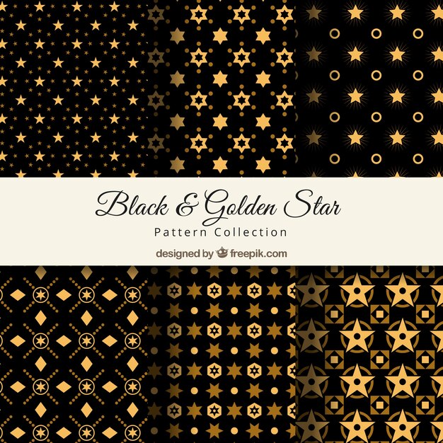 Fantástica colección de patrones de estrellas doradas y negras