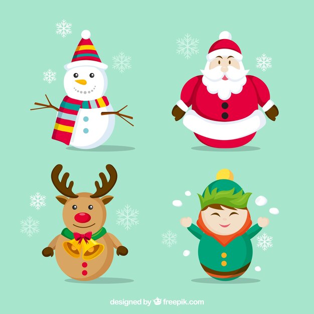 Fantástico colección de personajes navideños geométricos