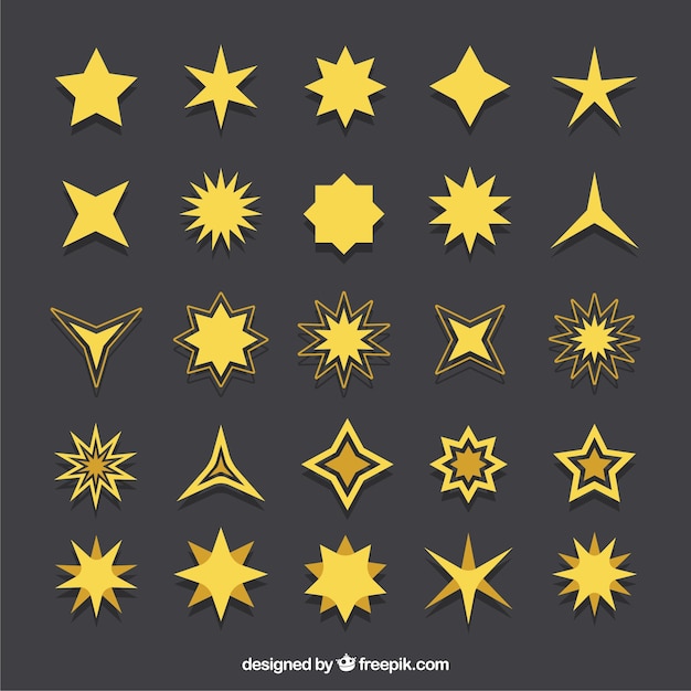 Vector gratuito fantástico paquete de estrellas amarillas