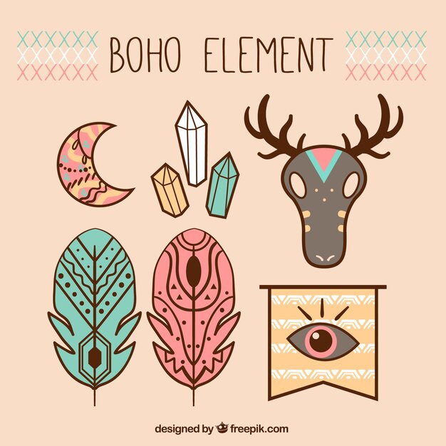 Fantásticos objetos de colores en estilo boho