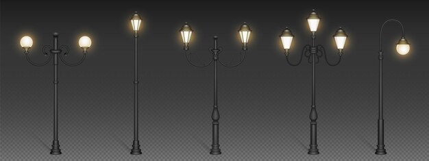 Farolas retro de luces de calle vintage para iluminación
