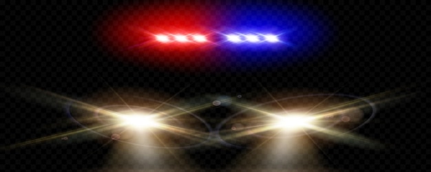 Vector gratuito faros de coche de policía realistas