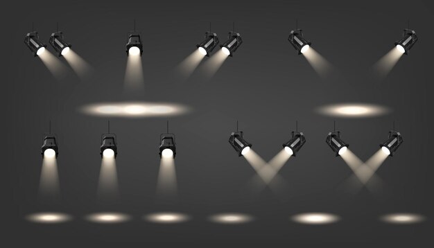 Faros de escenario profesionales con varios haces