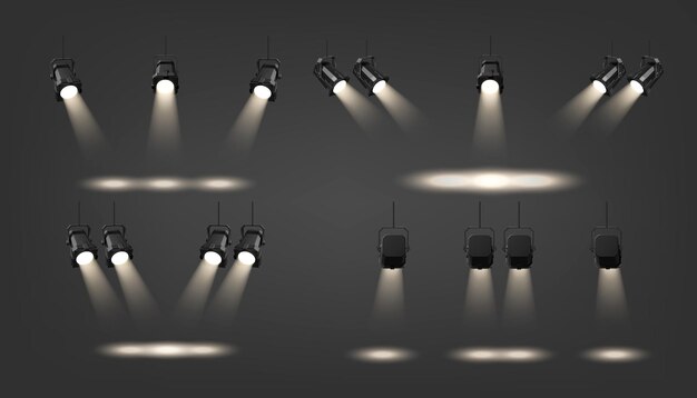 Faros de escenario profesionales con varios haces