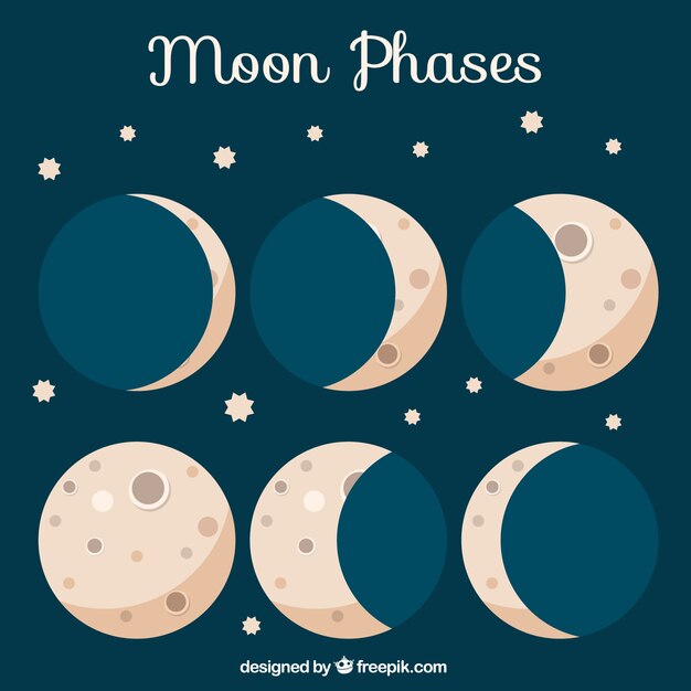 Fases de luna con estrellas 
