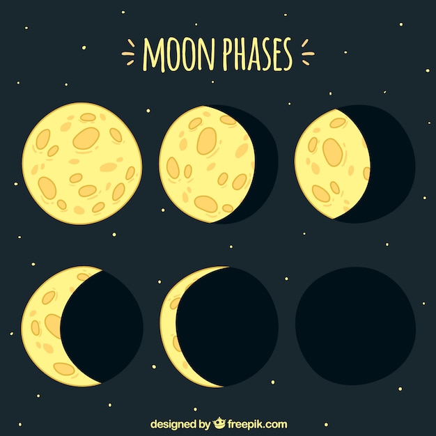Fases lunares dibujadas a mano