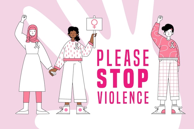 Vector gratuito por favor, detenga la violencia contra las mujeres
