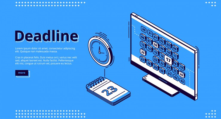 Vector gratuito fecha límite, página de inicio isométrica de gestión del tiempo