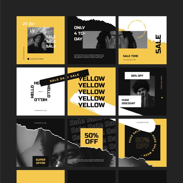 Vector gratuito feed de rompecabezas de venta de instagram
