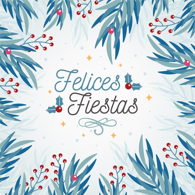 Felices fiestas con fondo de ramas de árboles