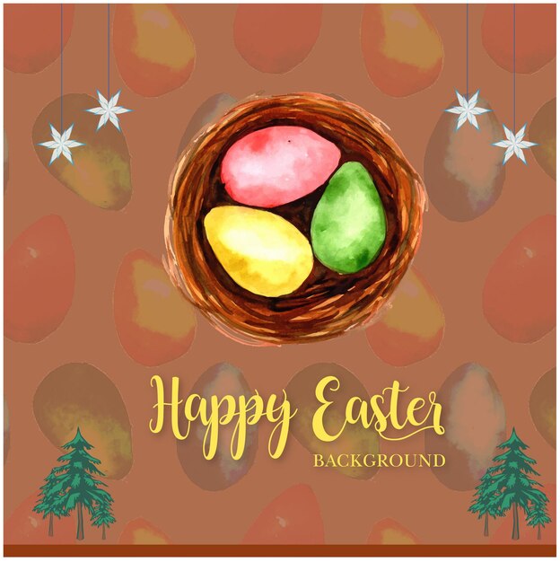 Felices Pascuas Saludos Con Huevos Colores Rosa Amarillos Verdes Fondo Marrón