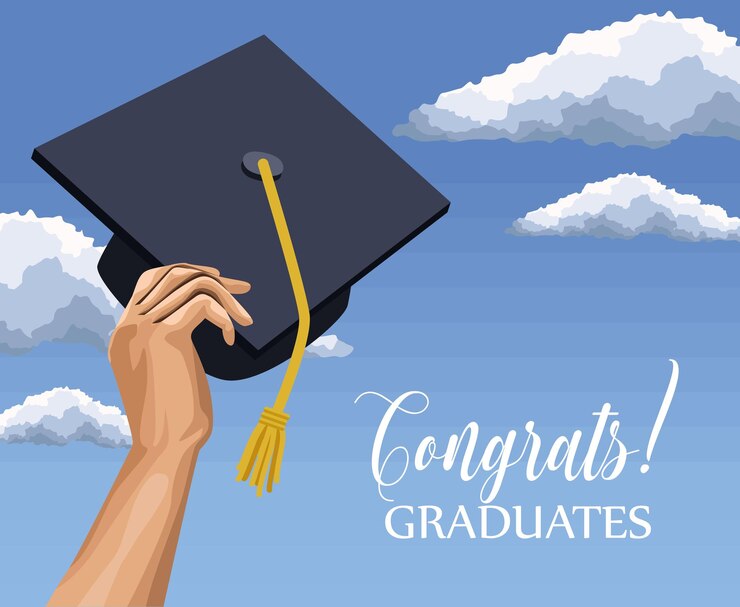 Vector gratuito felicidades graduados cartel de letras
