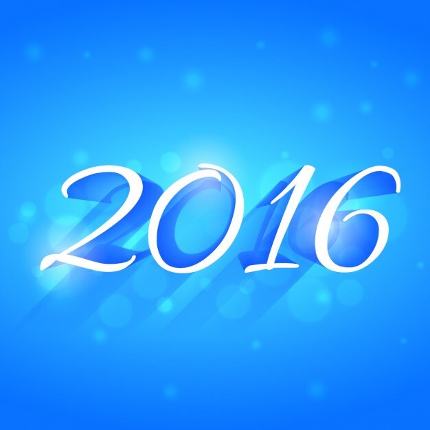 Felicitación de 2016 con fondo azul
