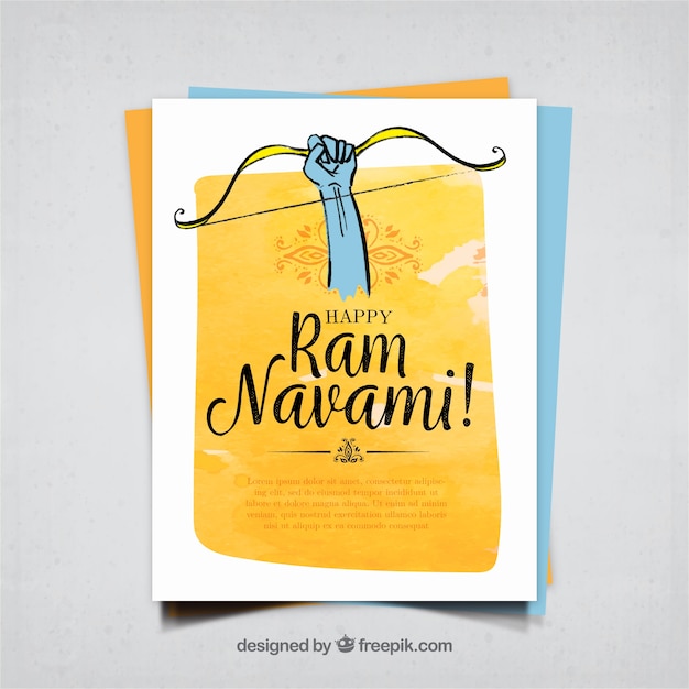 Felicitación de acuarela de ram navami dibujada a mano